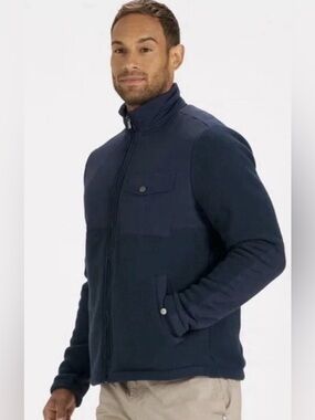 SOLD
Vuori Mens Sherpa Morrow Fleece Jacket Navy Blue Lined Full Zip Pockets